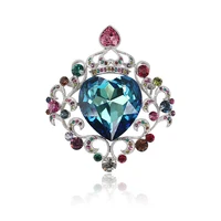 

00039 xuping fashion colorful crown heart shaped brooch made with crystals from Swarovski for wedding in bulk