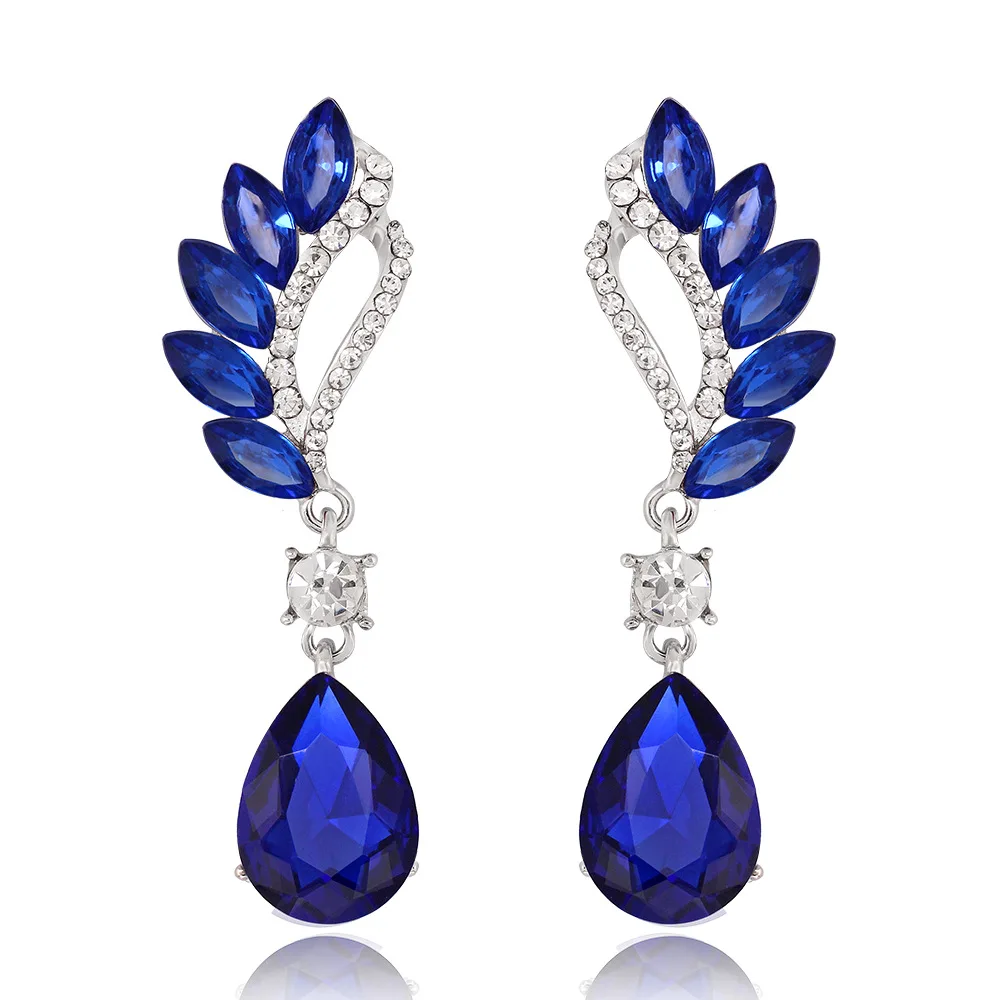 

Brilliant Shinny Rhinestone Crystal Earring Paved Gemstone Teardrop Crystal Dangle Earring, As picture shows
