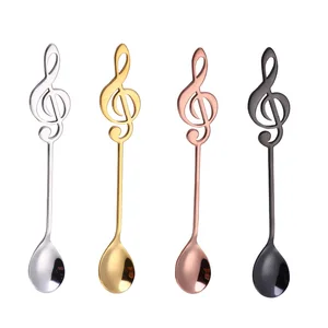 Image of Hot music symbol stainless steel gold coffee spoon cocktail spoon