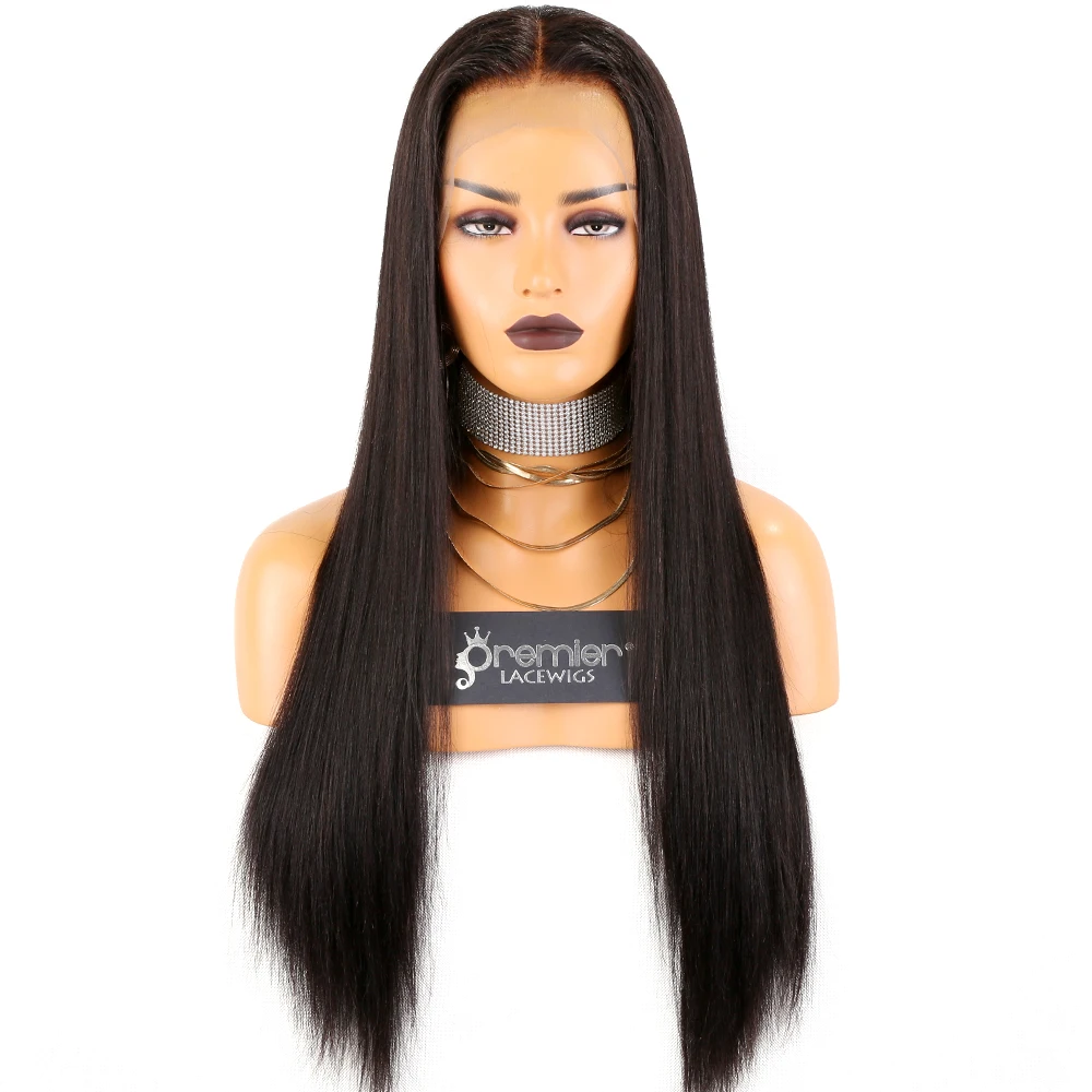 

Ready to ship cambodian remy human hair salon relaxed yaki straight 150% heavy density 360 lace frontal wig with elastic band