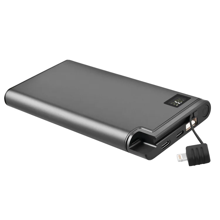 

Toptai Fast Charging High Capacity 10000mAh Portable Charger External Battery Power Bank Built-in 2 in 1 Cable