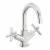 Deck Mount 2 Handle Basin Faucet Bathroom Sink Kitchen Restroom Hot Cold Water Taps