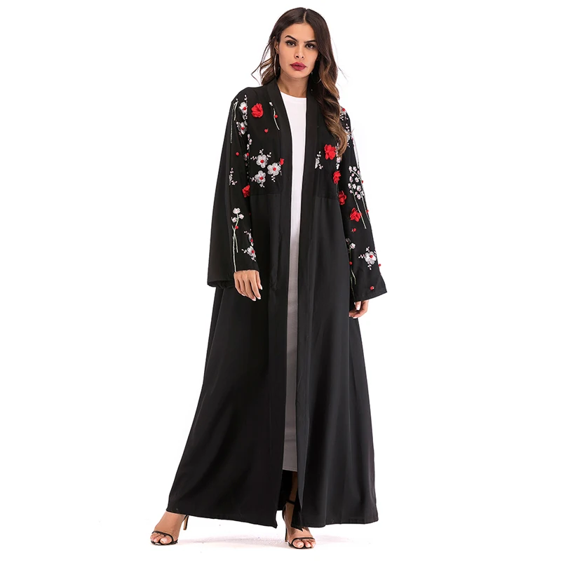 

Wholesale Retail Drop Shipping Latest Designs 3D flowers open floral kimono cardigan kaftan hijab new model abaya in dubai 30%