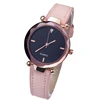 Minimalist Ladies Wrist Watches Diamond Simple Round Dial 7 Colors Leather Strap Women Fashion Quartz Watch Cheap Price