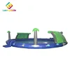 Dark blue plastic round summer baby bathtub folding water park games outdoor inflatable PVC swimming pool with trees and ladders