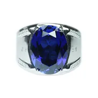 

New fashion 925 sterling silver jewelry natural sapphire and diamond adjustable men rings