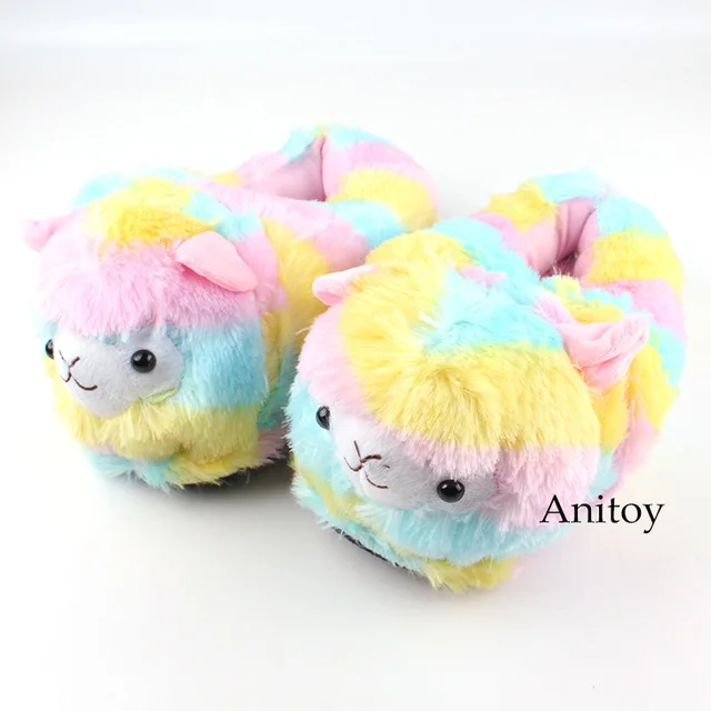 rainbow fluffy slippers