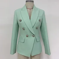 

Women Front Pockests double breasted Buttons Avocado avocado green office fancy blazer jacket coat