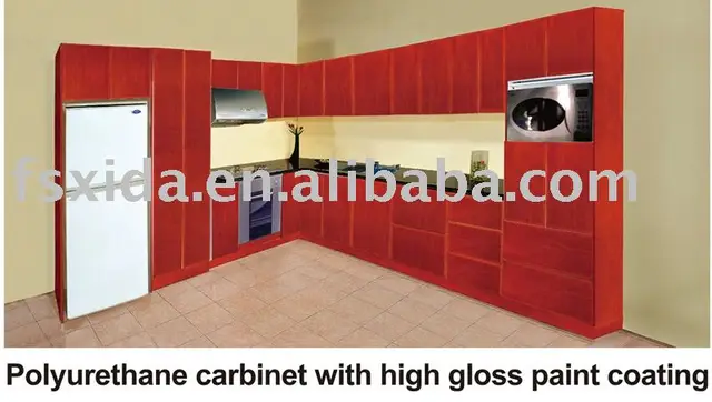 Kitchen Cabinet Polyurethane Cabinet With High Gloss Paint Coating