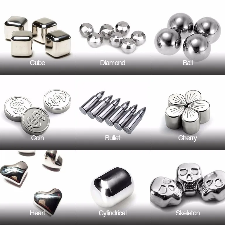 Custom Non Melting Ice Cube,Reusable Stainless Steel Ice Cubes 8pcs Set