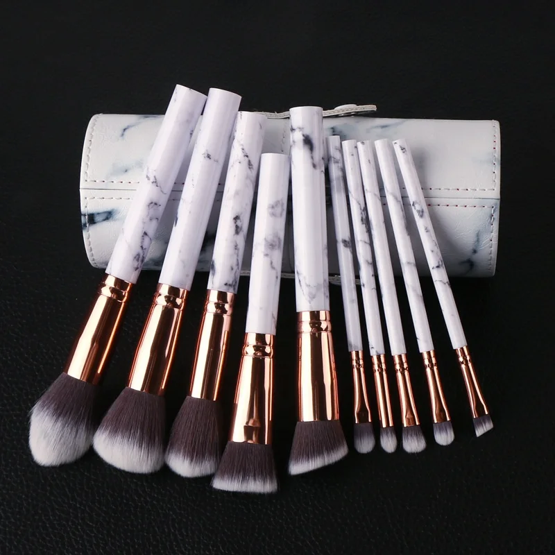 

Factory High Quality Luxury 10pcs Makeup Brushes Private Label Marble Cosmetic Makeup Brushes Set With Makeup Brushes Holder