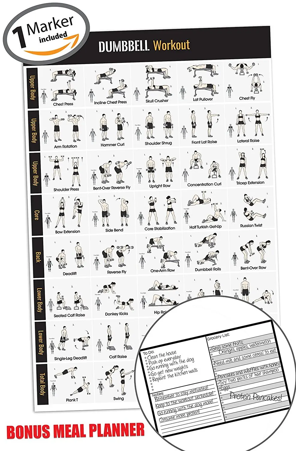Dumbbell Workout Exercise Poster - Home Gym Fitness Workouts - New Year  Goals Build Core Muscle Lose Fat - Fitness Strength Training Poster -  Workout ...