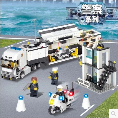City Police Station 511pcs KAZI 6727 DIY Police Truck Minifigures Building Block Kids Educational Toys Compatible