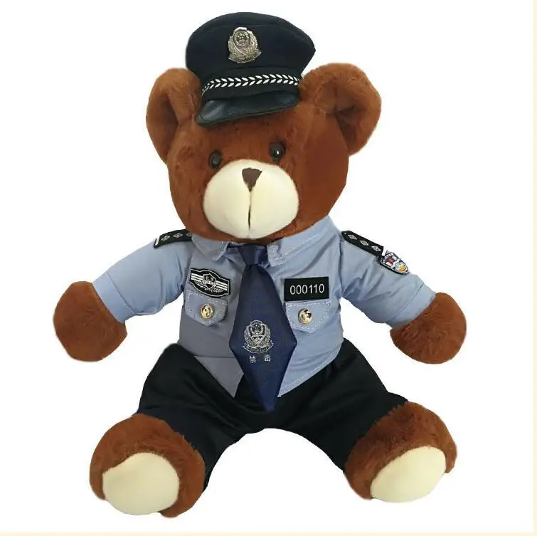 Wholesale Plush Soft Policewoman Teddy Bear Doll Toy With Police