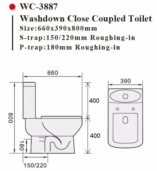 Twopiece Washdown Watermark Toilet Factory S/p Trap With Geberit Or R