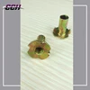Furniture cam fitting with dowel pre-inserted nut iron connecters