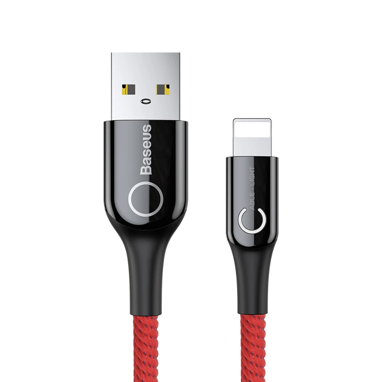 

Baseus Led Light 2.4A Fast Charging Intelligent Power-Off Usb Cable for iPhone, Red/red black/gray black