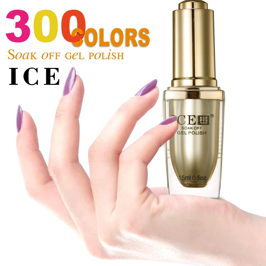 ICE nail gel polish 12pcs soak off 300 colors gel lacquer UV LED Long lasting Top