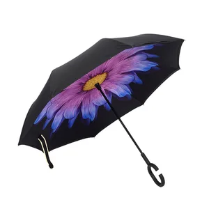 Image of ambrella car reverse umbrella with c shape handle
