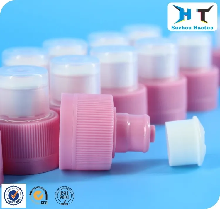 28mm Plastic Push Pull Sport Water Bottle Cap With Dust Cover,Double