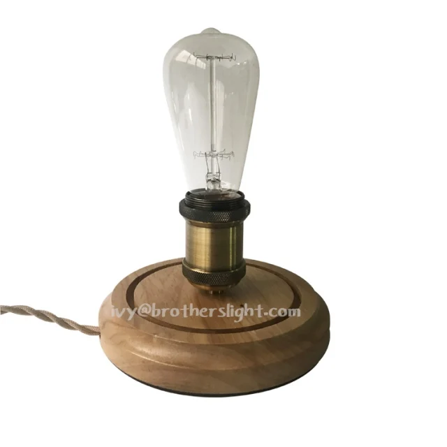 Glass Dome Edison Table Lamp With Wooden Base Table Lamp Bell Jar Desk