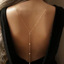 2016 Novas Mulheres Projeto pano de Fundo De Cristal Colar de Acessórios de Casamento Jóias Cadeia banhado a Ouro Corpo de Volta Vestido Sem Costas