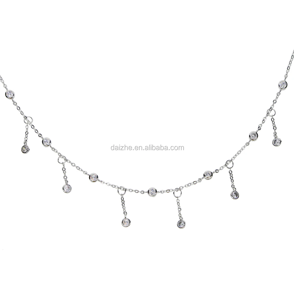 

high quality stock AAA cubic zirconia cz charm drop choker wedding gift women ladies fashion cz necklace