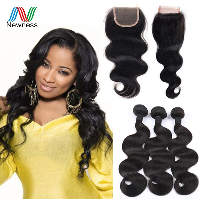 

Newness hair 8-30inch cheap brazilian hair bundles with closure