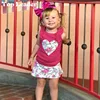 Top Leader Ins Explosion 2018 Models Children's Suit Cute Peach Heart Sleeveless Top + Floral Short Skirt 2-piece Kids Clothes