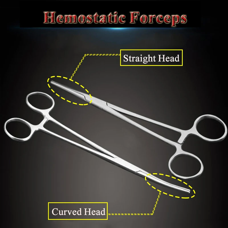 7/6.3/5.5 Inch Hemostatic Clamps Straight Curved Head Veterinary