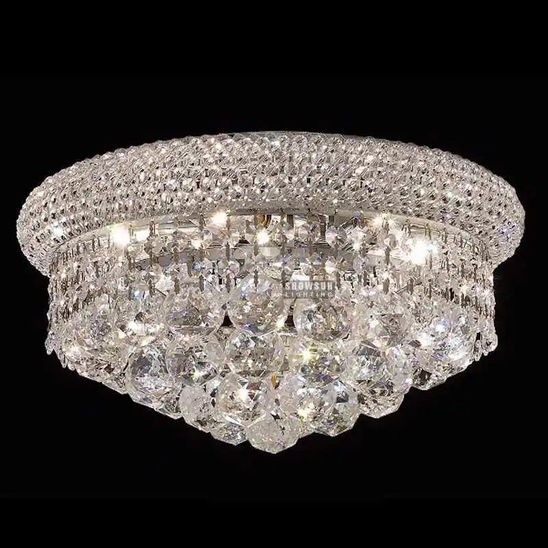 Small round chrome simple crystal ceiling lamp for bedroom