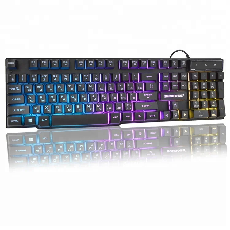 

Russian Keyboard Semi Mechanical Gaming Keyboard 104keys with multimedia and backlit K201