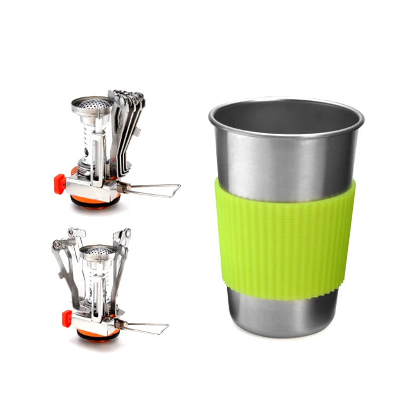 

Outdoor portable 8 pieces camping camping cookware gas stove, N/a