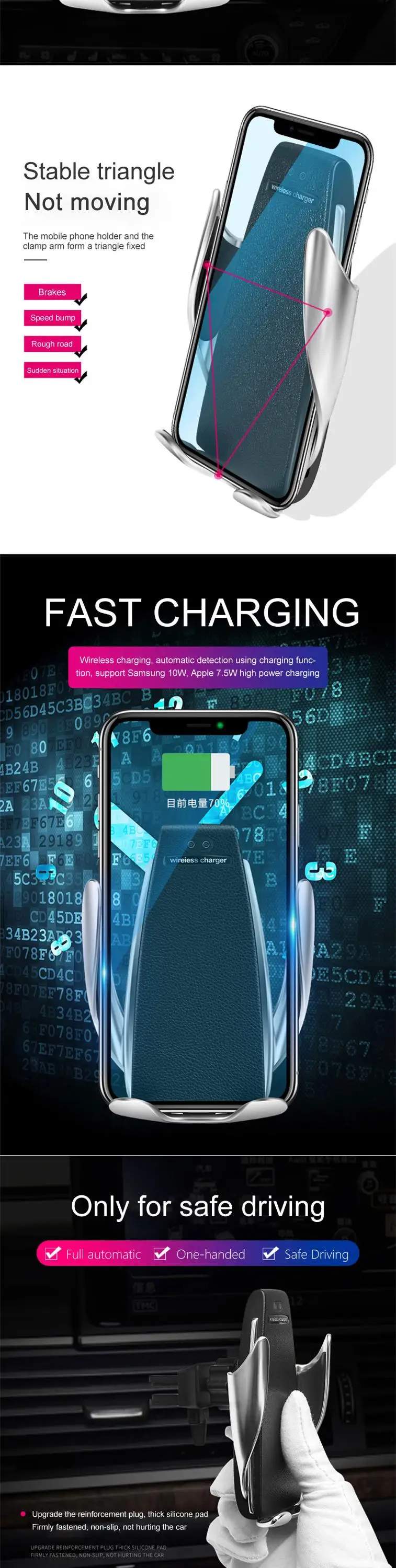 Wholesale For iPhone 8 X XS Max XR Samsung Mobile Phone Charger Original S5 R1 R2 10W Qi Fast Wireless Car Charging Mount Holder