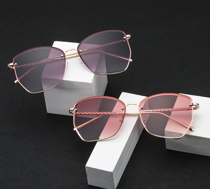Steampunk Thick Side Metal Sunglasses Hot Gozluk Square Gradient Glasses