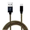 1M Metal Nylon Braided Micro USB Cable, Snake Pattern Gold Wire USB2.0 Charging Sync i6/i7/i8 Type C USB Data Line