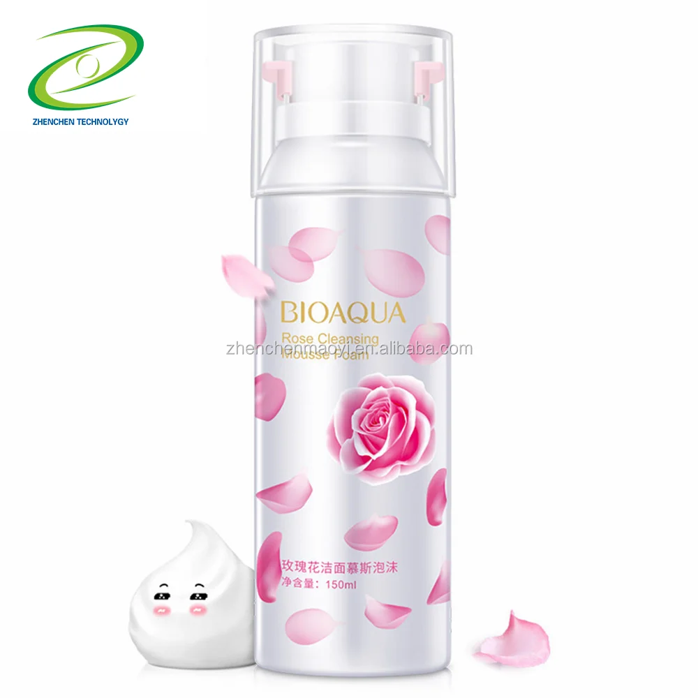 

Professional Bioaqua Rose Mousse Cleansing Foam Facial Cleanser, White