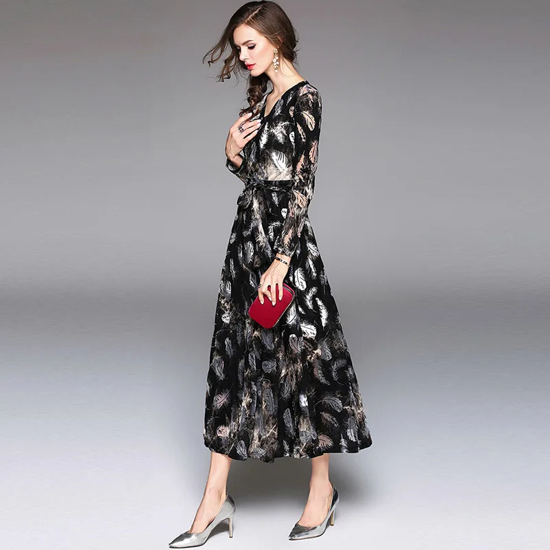 flocked embellished tunic dress