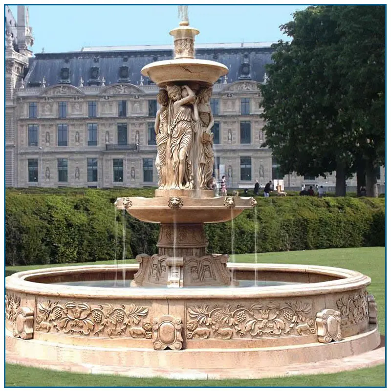 新设计白色大理石室外石头喷泉