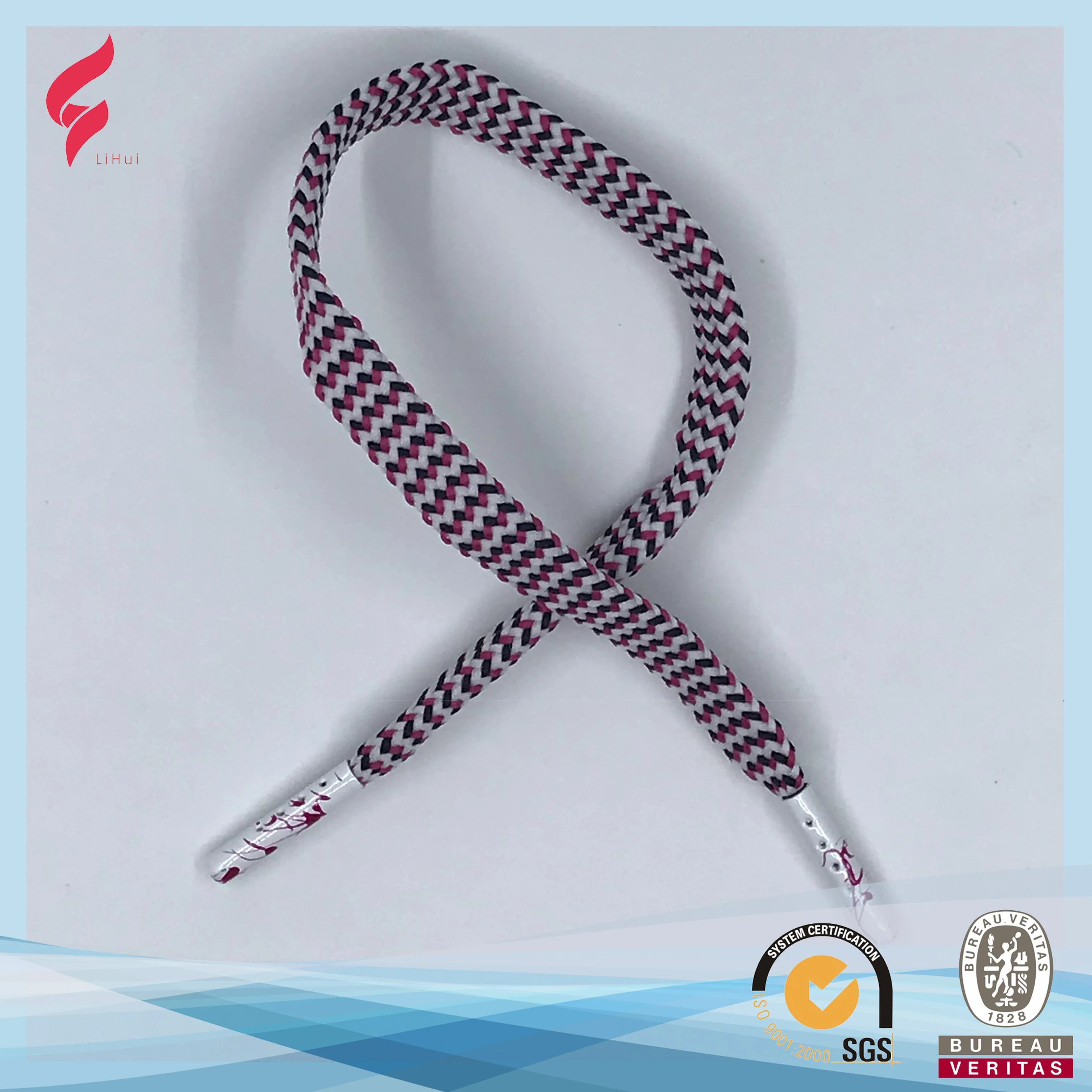 Factory direct Multi Colored flat drawstring cord custom hoodie strings with metal ends  for hoodie/shoes/garment