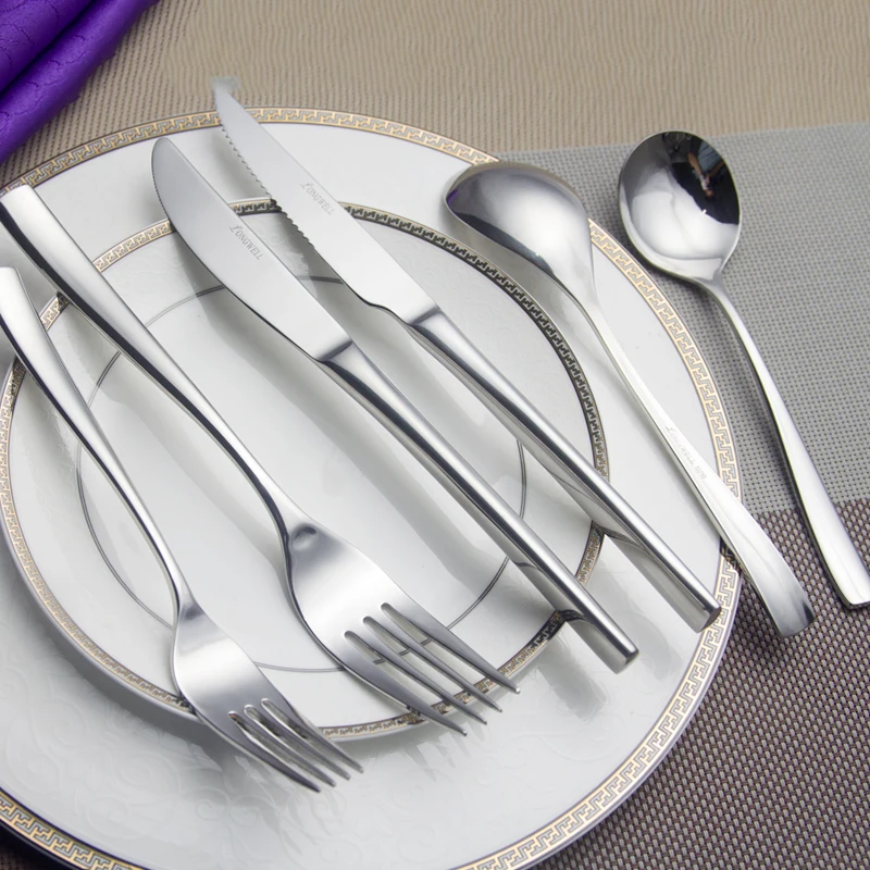 Wedding Flatware Dinner Fork Knife Spoon Gold Silver Cutlery With White Handle