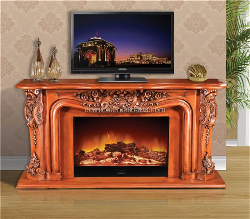 Real europeo chimenea eléctrica con diseño floral, falsa ...