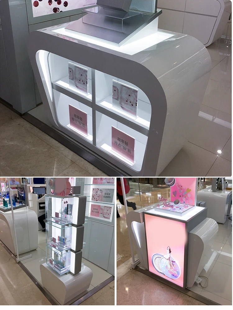 High End Wooden Cosmetic Shop Furniture Display Shelf / Cosmetic Display Kiosk Buy Cosmetic