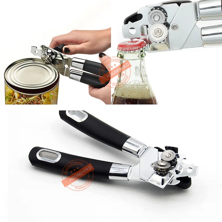 Stainless Steel Manual 3 In 1 Hand Held Tin Jar Bottle Opener Easy To