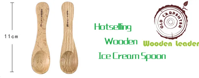 fancy natural bamboo dessert bowl spoon set custom logo ice