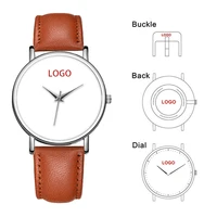 

Genuine Leather Customized Your Own Photo Unisex Watch Custom Design Printing Watch Sublimation Blank Face Watch