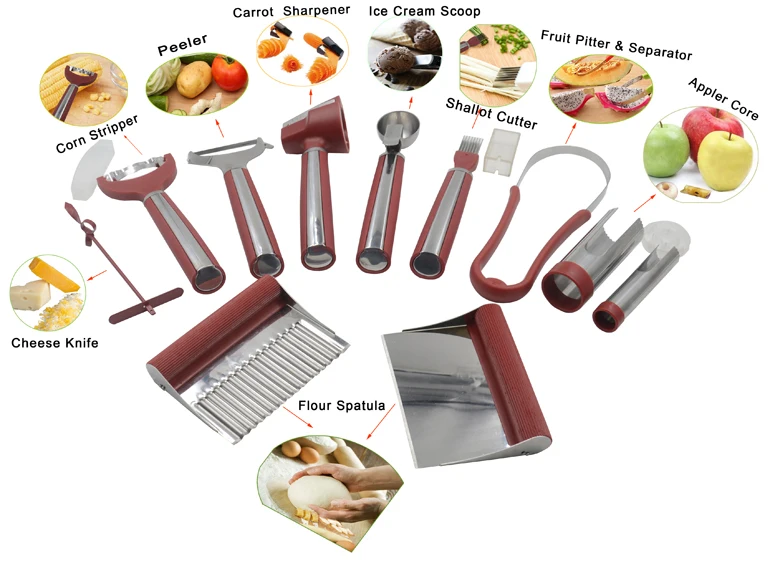 Item C40315 Set Of 10 Kitchen Gadget Excellent Best Selling Stainless