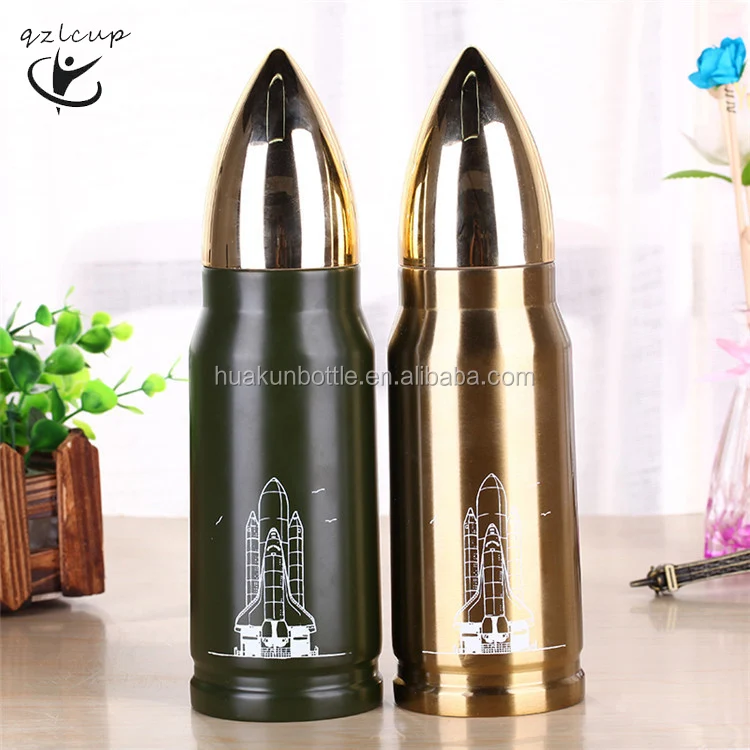 

New Bullet Shaped Vacuum Flask Thermos Bottle,Vacuum Cup Bullet Shaped Vacuum Stainless Steel Flask/Thermo, Brown;gold;green