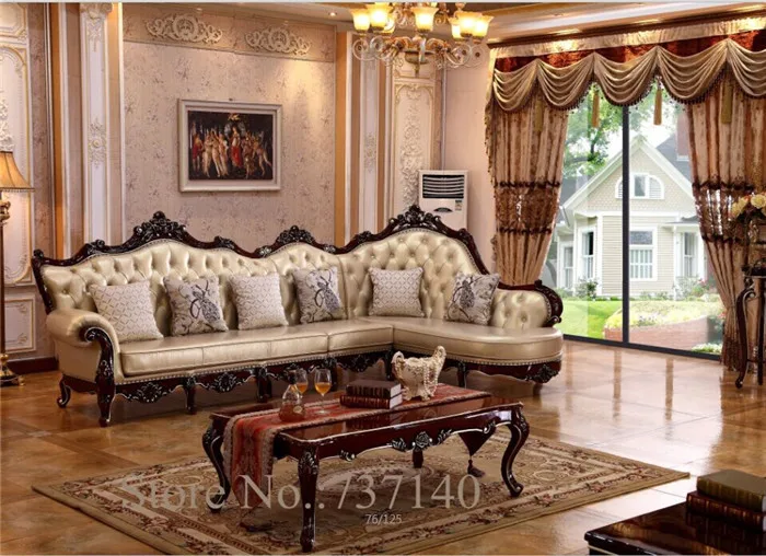 Us 2475 0 Chaise Reclining Armchair Luxury Baroque Style Living Room Furniture L Shape Sofa Set Wood And Leather High End In