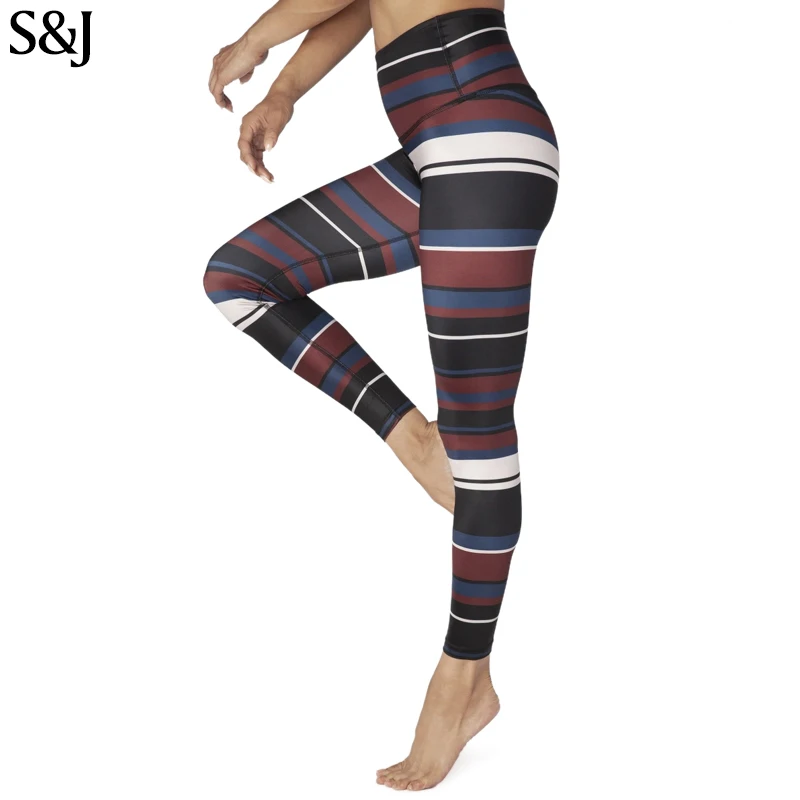 

Custom African Fitness Yoga Wear Leggings Stripe Leggings For Women